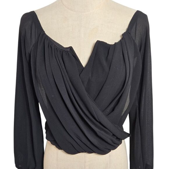 Windsor Black Criss Cross Crop Top - Picture 1 of 7